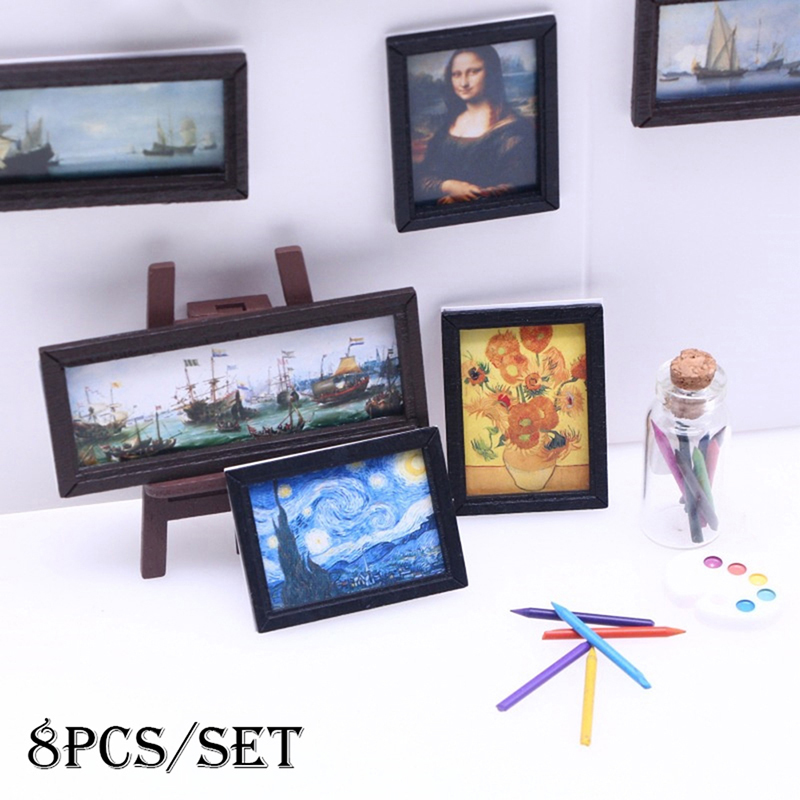 8 pçs/set 1:12 casa de bonecas - Miniature Painting Set avaliação e preço